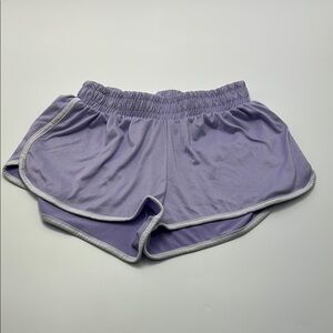 4/$20 Women's Athletic Short Shirts Medium Purple White Trime Elastic Waist